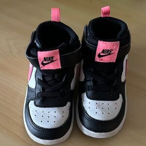 Nike Kids Black and Pink High-Top Sneakers